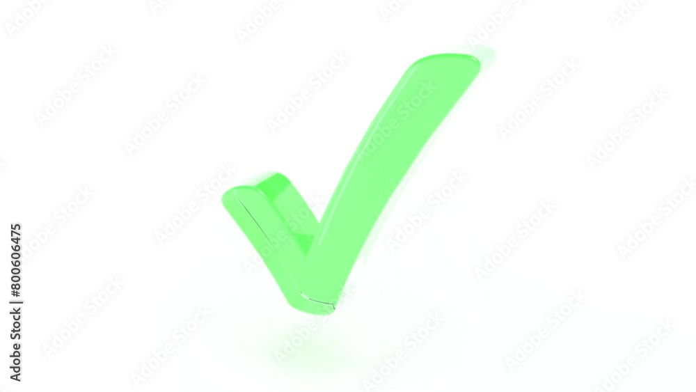 Glass Sign check mark change color on white back Glass Sign check mark change color on white back