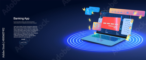 Modern Online Banking Application Interface on Laptop Screen