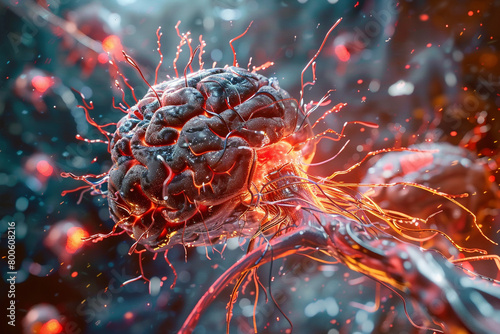 An abstract concept illustrating the obstruction caused by a tumor in the brain, focusing on the need for breakthrough treatments 