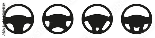 Car Steering wheels icon set, isolated on white background, vector Illustration