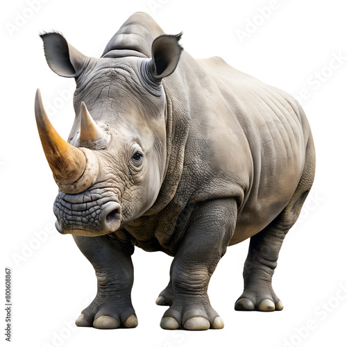 Rhinoceros Standing in Front of White Background