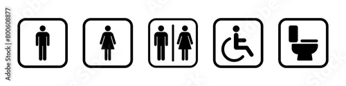 Toilet icons set, WC signs, toilet signs, bathroom symbol, vector illustration