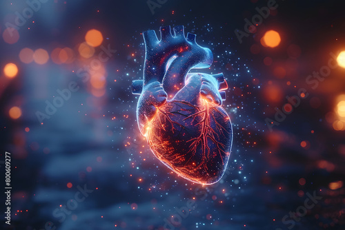 Red Hologram heart virtual illustration medicin