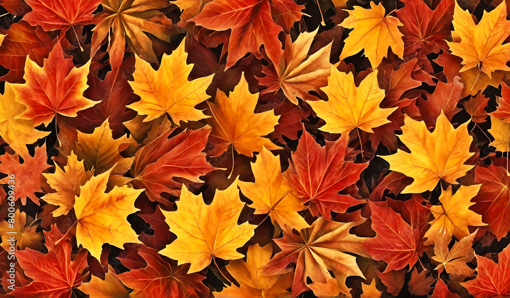 Autumnal vibrant orange maple leaves background Autumnal vibrant orange maple leaves background