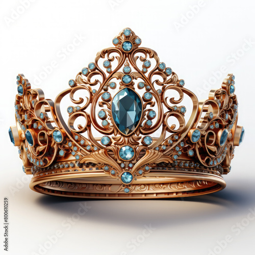 Watercolor golden tiara isolated on a transparent vector, clipart Illustration, Generative Ai