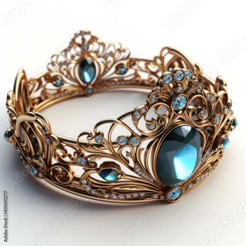Watercolor golden tiara isolated on a transparent vector, clipart Illustration, Generative Ai