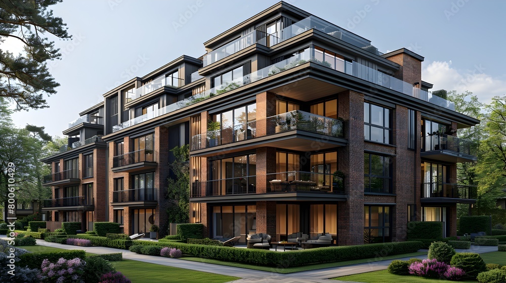 Elegantly Designed Urban Apartments Showcased in Captivating 3D Render Elegantly Designed Urban Apartments Showcased in Captivating 3D Render