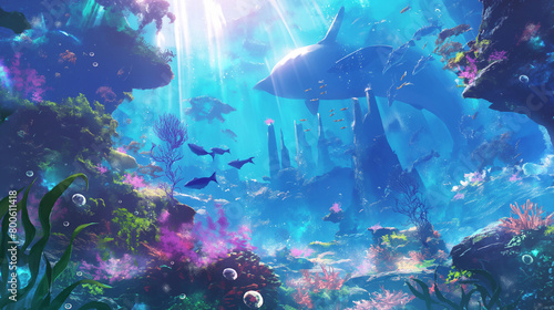 幻想的な水中の風景