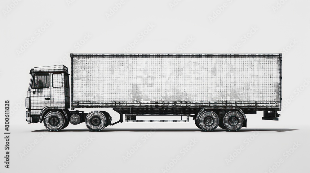 An outlined cargo truck presented in a minimalistic style, emphasizing simplicity and industry importance in a contemporary artistic expression An outlined cargo truck presented in a minimalistic style, emphasizing simplicity and industry importance in a contemporary artistic expression