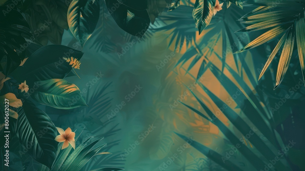 A composed image of tropical plant shadows casting over a golden hue, signifying warmth and the beauty of understated elegance within nature A composed image of tropical plant shadows casting over a golden hue, signifying warmth and the beauty of understated elegance within nature