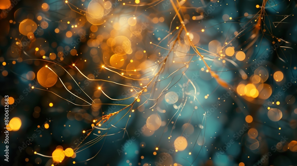 Neurons or nervous system impulses in human brain and body, abstract view on lights Neurons or nervous system impulses in human brain and body, abstract view on lights