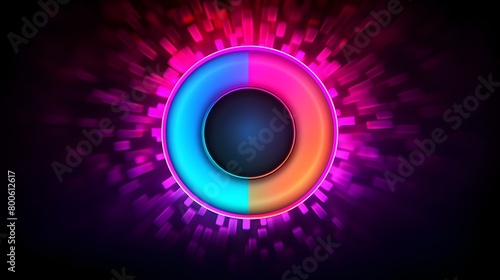  Witness the allure of special offers with a color neon gradient circle banner, adorned with a Mega Sale tag and advertising Discounts symbol, all captured in breathtaking HD resolution for maximum