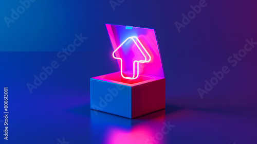 Attention grabber, important update icon popping from package, vibrant design