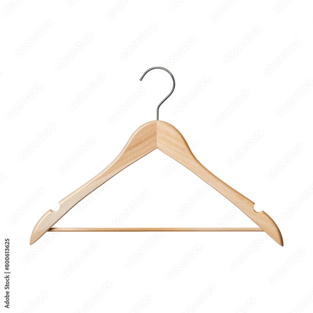 Wooden clothes hanger isolated on transparent or white background, png Wooden clothes hanger isolated on transparent or white background, png