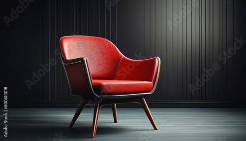 silla de piel roja con diseño futurista. photo