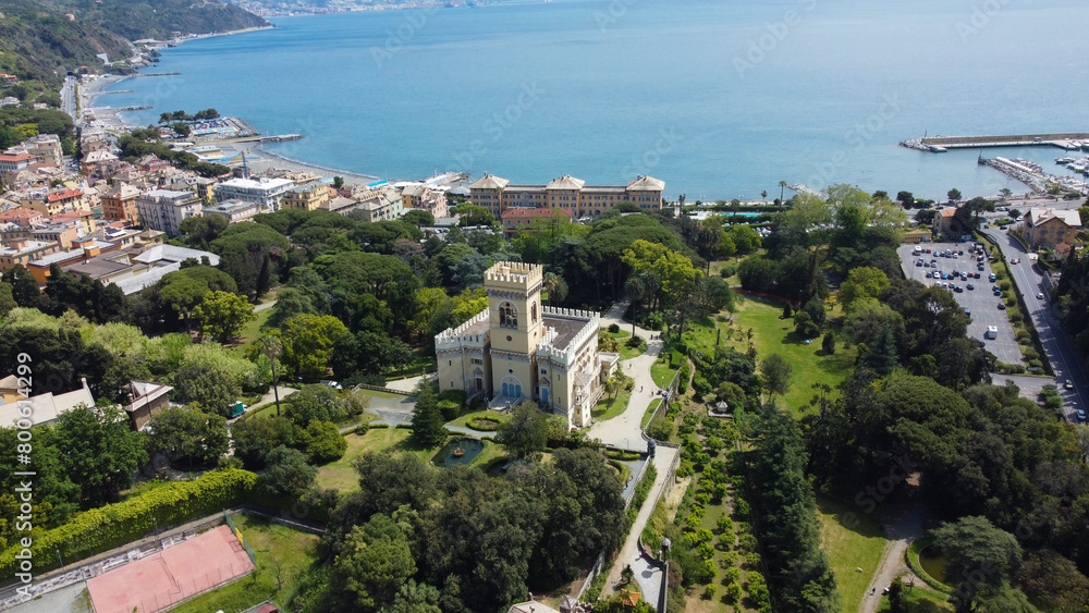 Arenzano park from the drone, Genoa, Liguria, Italy 29.4.2024