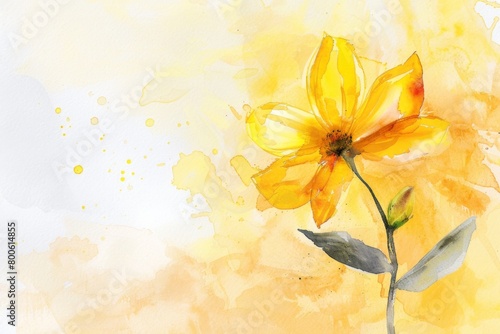 Art paint depicting a yellow flower on white background