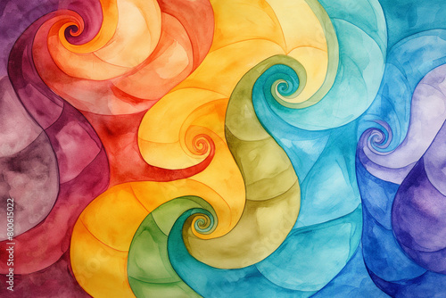 Water Color Background Wavy Spiral Bright Colors