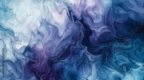 Watercolor abstract art, Light blue ray dark purple