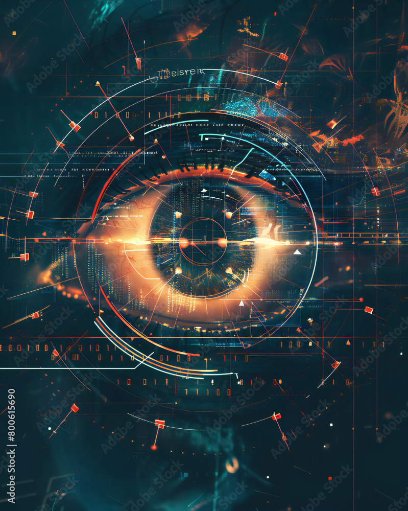 Fototapeta premium Cyber eye networking metaverse new digit computer world