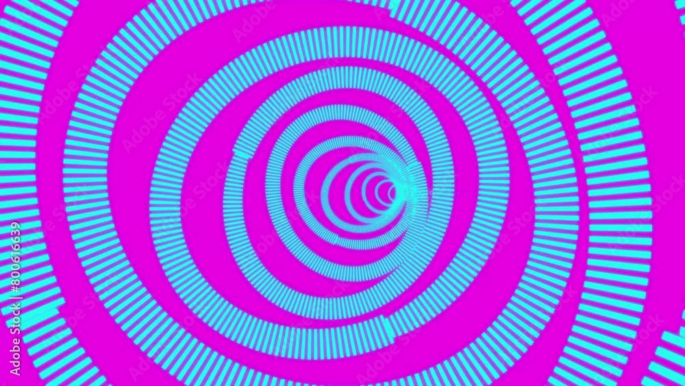 Wobbly dashed tunnel rings pattern in turquoise on pink Abstract background or design element. Wobbly dashed tunnel rings pattern in turquoise on pink Abstract background or design element.