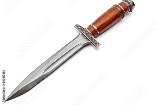 Honed dagger, a tool of precision in the hands of a skilled warrior, on a solid white background.