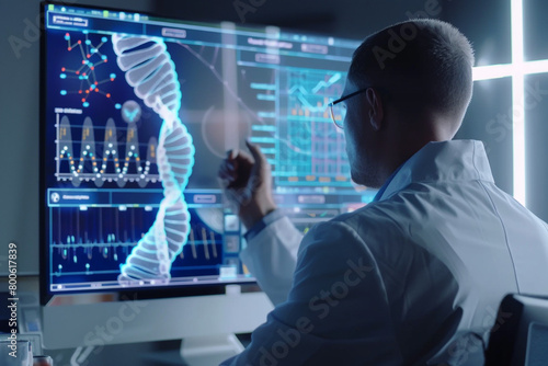 Futuristic healthcare platform  AI-driven genetic profiling for personalized medicine 