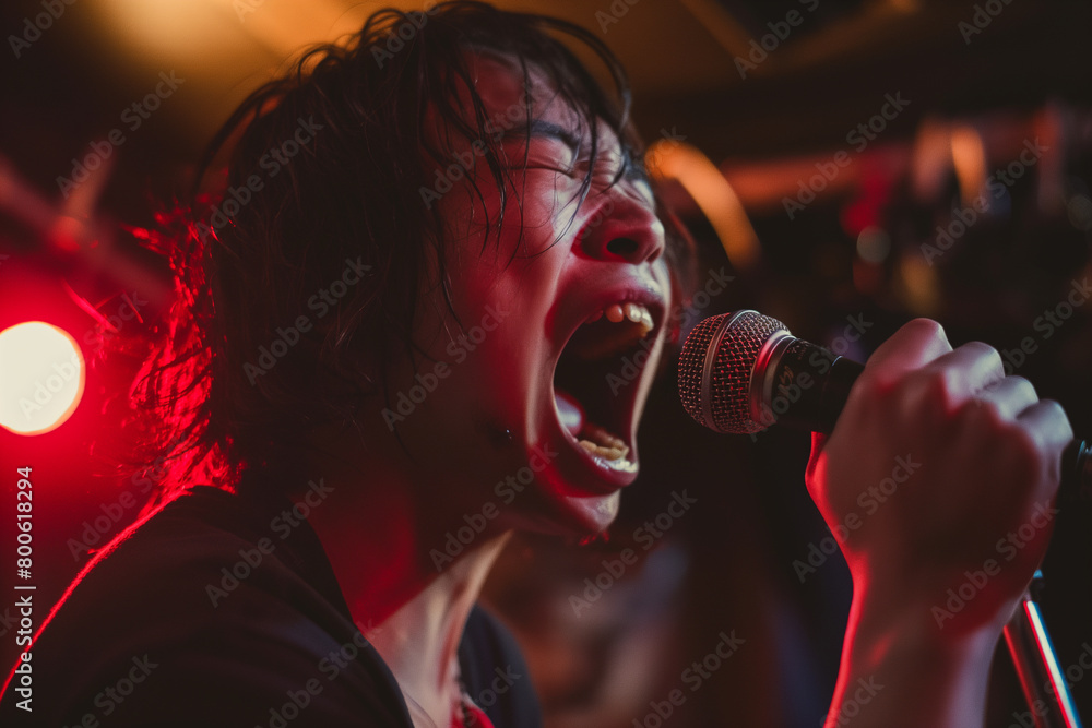 Rock Musician Giving a Passionate Vocal Performance Rock Musician Giving a Passionate Vocal Performance