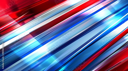Vibrant red and blue abstract diagonal stripes background
