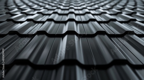 Abstract close-up of black wavy metal surface in monochrome