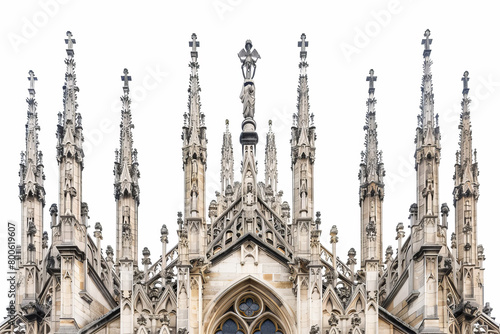 A large, ornate building with many spires and crosses photo