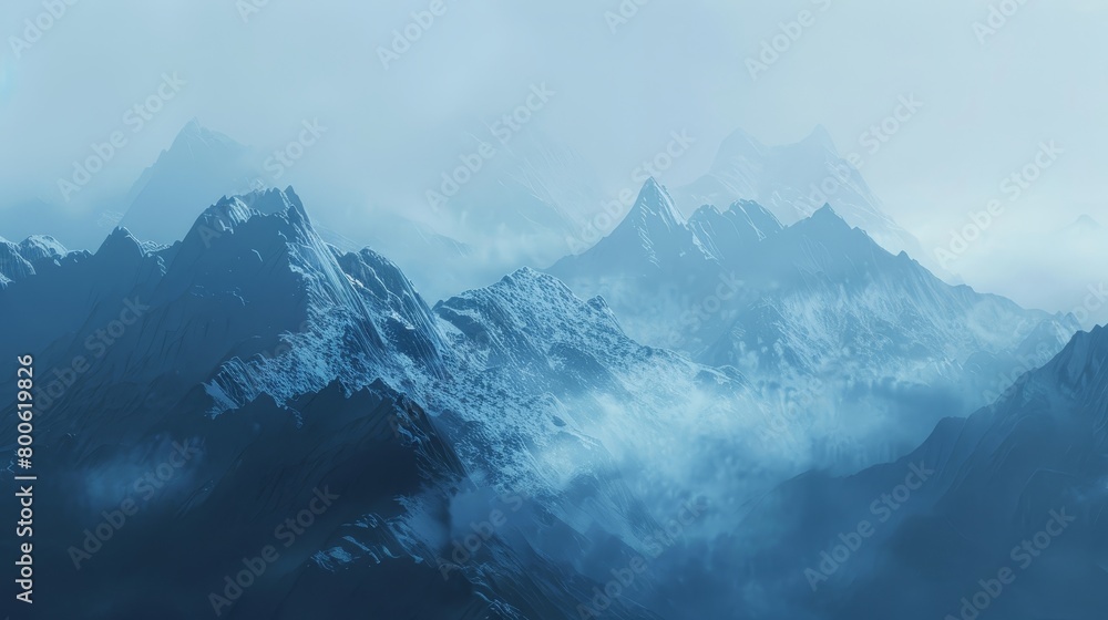 The mountains are covered in snow and the sky is cloudy. The scene is serene and peaceful, with the mountains towering over the landscape The mountains are covered in snow and the sky is cloudy. The scene is serene and peaceful, with the mountains towering over the landscape