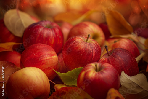freshly picked red apples photo