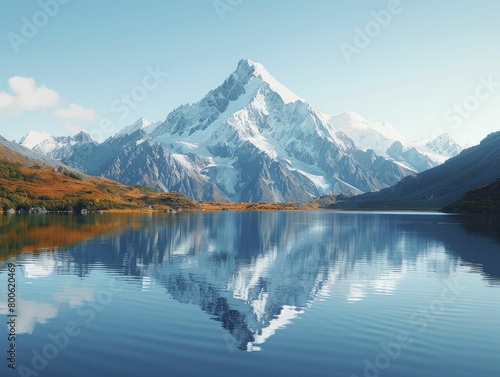 A serene portrayal of a mountain mirrored in a calm lake, symbolizing introspection, ambition, and psychological growth.