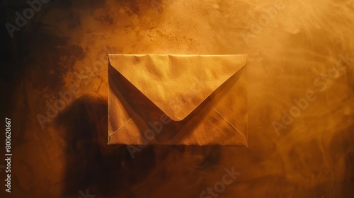 Aged brown paper envelope on a textured background. photo