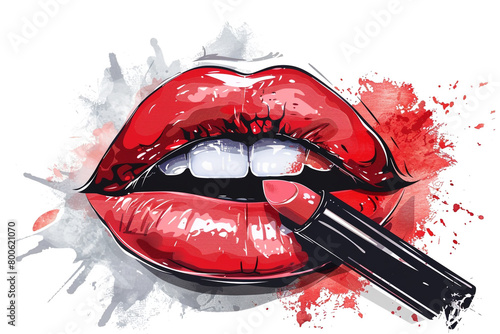 Luxurious Lip Makeup, Glamorous Lipstick Illustration for Cosmetic Branding 