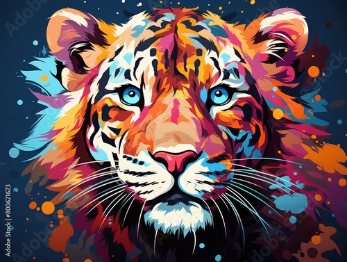 a picture snow leopard in vibrant watercolor art