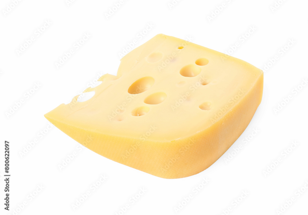 Piece of delicious cheese isolated on white Piece of delicious cheese isolated on white
