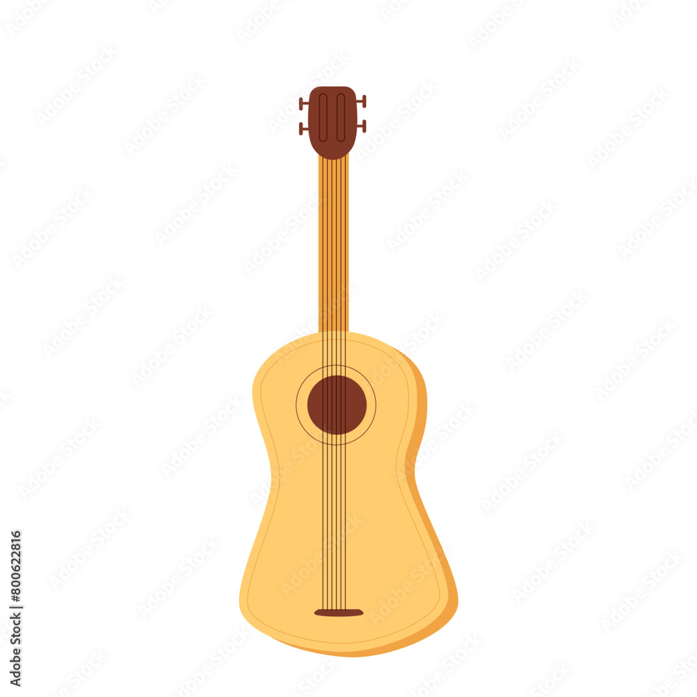 Naklejka premium Guitar Mexican musical tool. Festival traditional accessory. Vector hand drawn illustration isolated on white background.