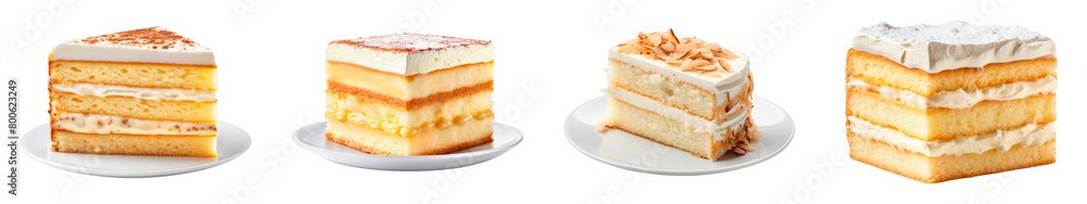 Collection of Vanilla Layer Cake isolated on transparent png background. Generative ai Collection of Vanilla Layer Cake isolated on transparent png background. Generative ai