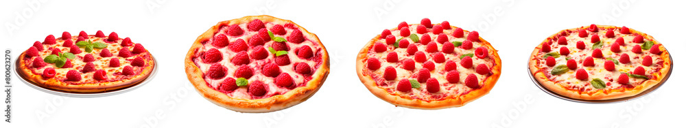 Collection of Raspberry Pizza isolated on transparent png background. Generative ai Collection of Raspberry Pizza isolated on transparent png background. Generative ai