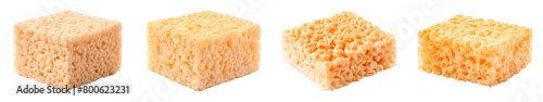 Collection of Rice Krispie Squares isolated on transparent png background. Generative ai photo