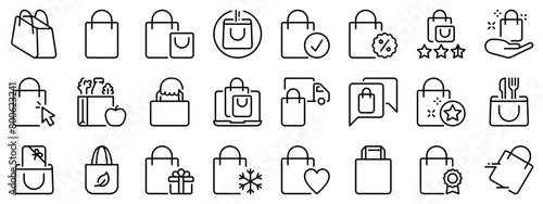 Icon set about shopping bag. Line icons on transparent background with editable stroke.
