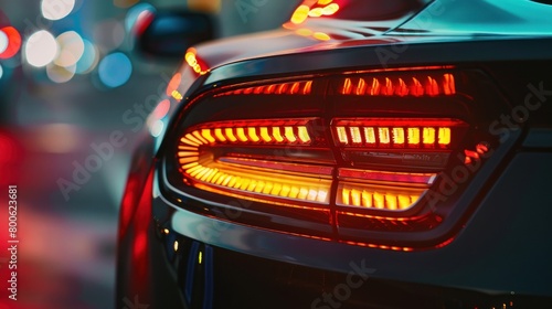 Closeup of sports car taillights with LED lights on © diwek