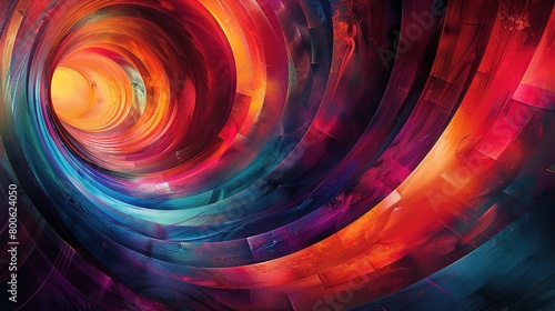 The abstract background of swirling patterns forms a dimensional tunnel of the future. photo