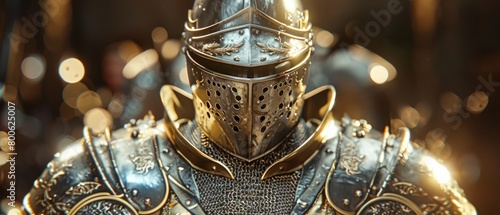 A close up of a knight's armor with intricate details