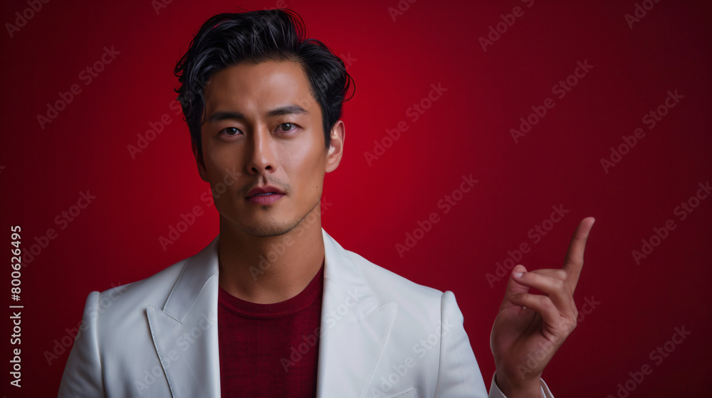 man holding up his hand, pointing to something man holding up his hand, pointing to something