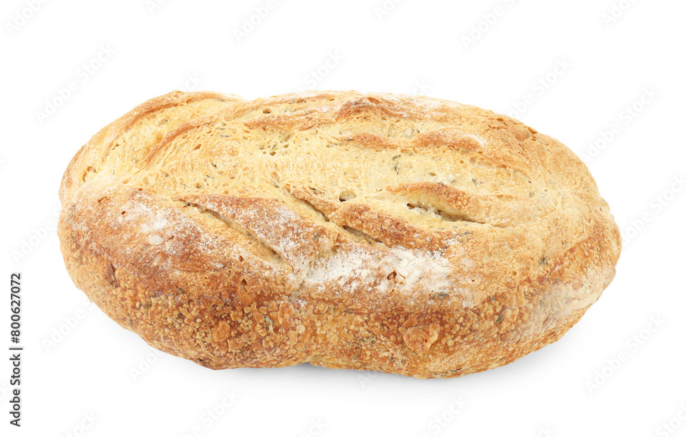 Freshly baked sourdough bread isolated on white