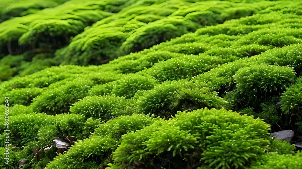 Dark green moss on the stone Dark green moss on the stone