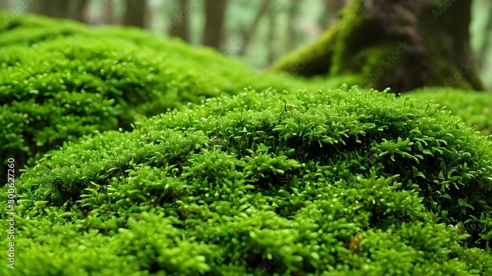Dark green moss on the stone Dark green moss on the stone